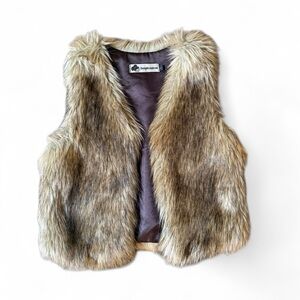 Faux Fur Vest in Natural Brown
